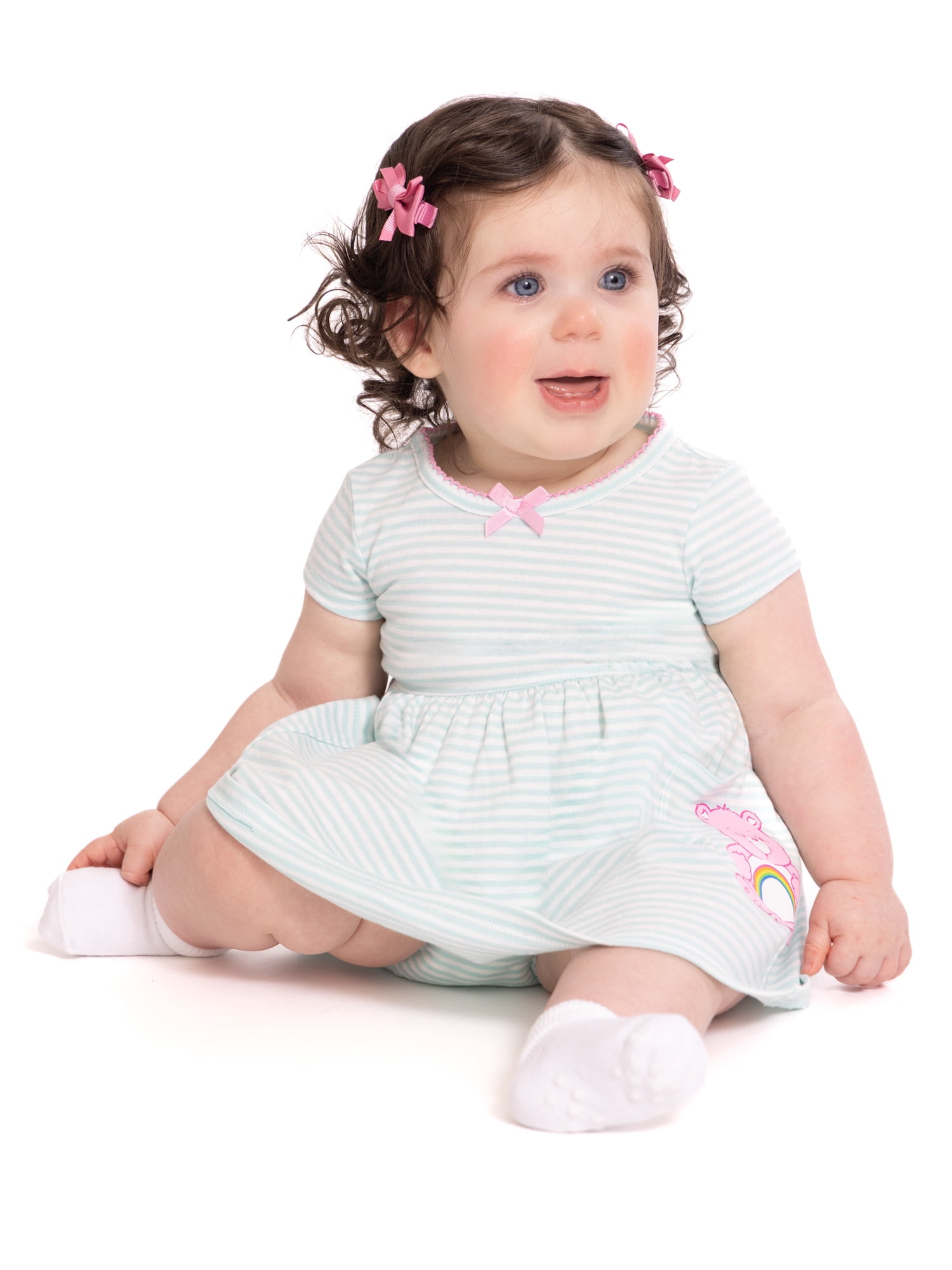 Care Bears Baby Girl Print Dress with Matching Diaper Cover Set, 2-Piece, Sizes 0/3M-6/9M