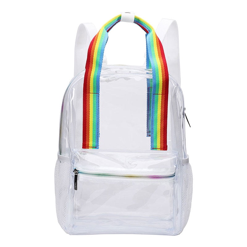 TINYAT Clear backpack for Women PVC Transparent Bag Clear School Bag