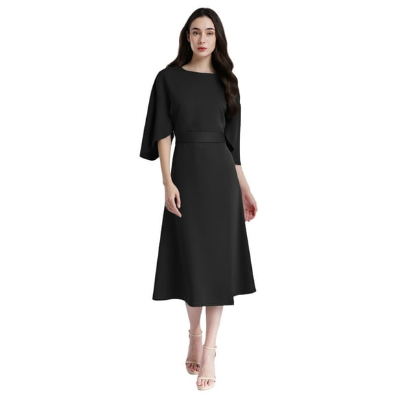 inlzdz Women Elegant Formal Wedding Guest Cocktail Evening Dance Prom Maxi Long Dress Formal Gown Black M