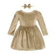 thumbnail image 6 of Kuleyang 2PC Toddler Baby Girls Velvet Tutu Dress Long Sleeve Princess Christmas Birthday Party Twirl Wedding Dresses Fall Winter Clothes Khaki 3-4Y, 6 of 9