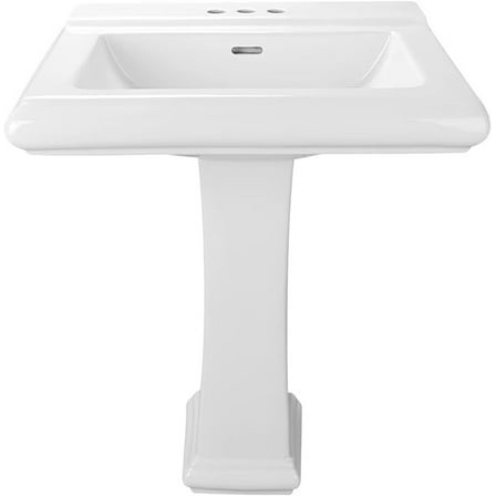 Durable Ceramic Pedestal Sink | Ample Storage | Easy to Clean | 6.25-Inch Deep Basin | 4-Inch Faucet Ready.