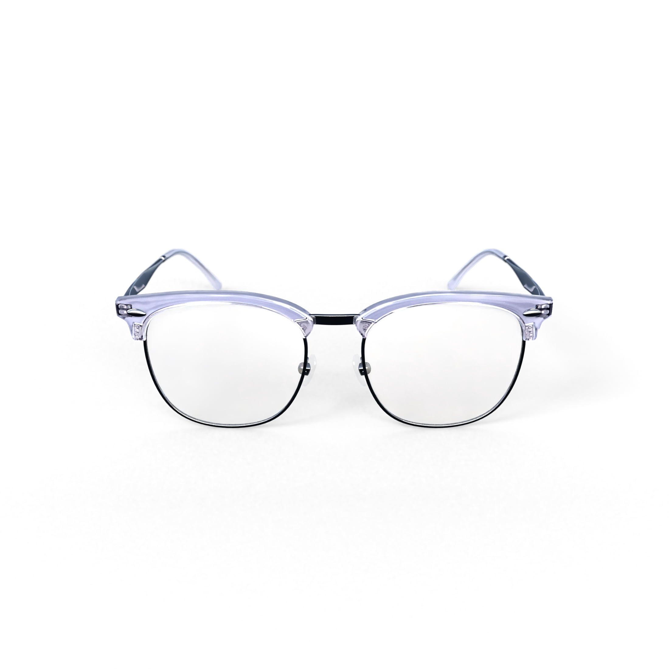 Ray-Ban Unisex Size 54 Square RB7318D Optics Prescription Eyeglasses with Case, Transparent Gray on Silver/Demo Lens