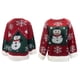 thumbnail image 3 of Suéter Navideño de Larga, Cuello Redondo y Medio para Mujer, con Estampado de Copos de Nieve en Jacquard y Colores Contrastantes Escarlata L, 3 of 6