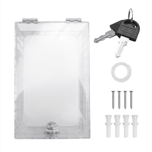 New Arrivals Thermostat Lock Box with Key Cover Lock, Clear Guard for Wall