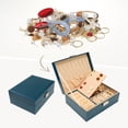 thumbnail image 2 of REGALWOVEN Accessory Box for Women, 2 Layer Large PU Accessory Storage, Accessory Holder for Earrings, Necklaces Blue Green, 2 of 8