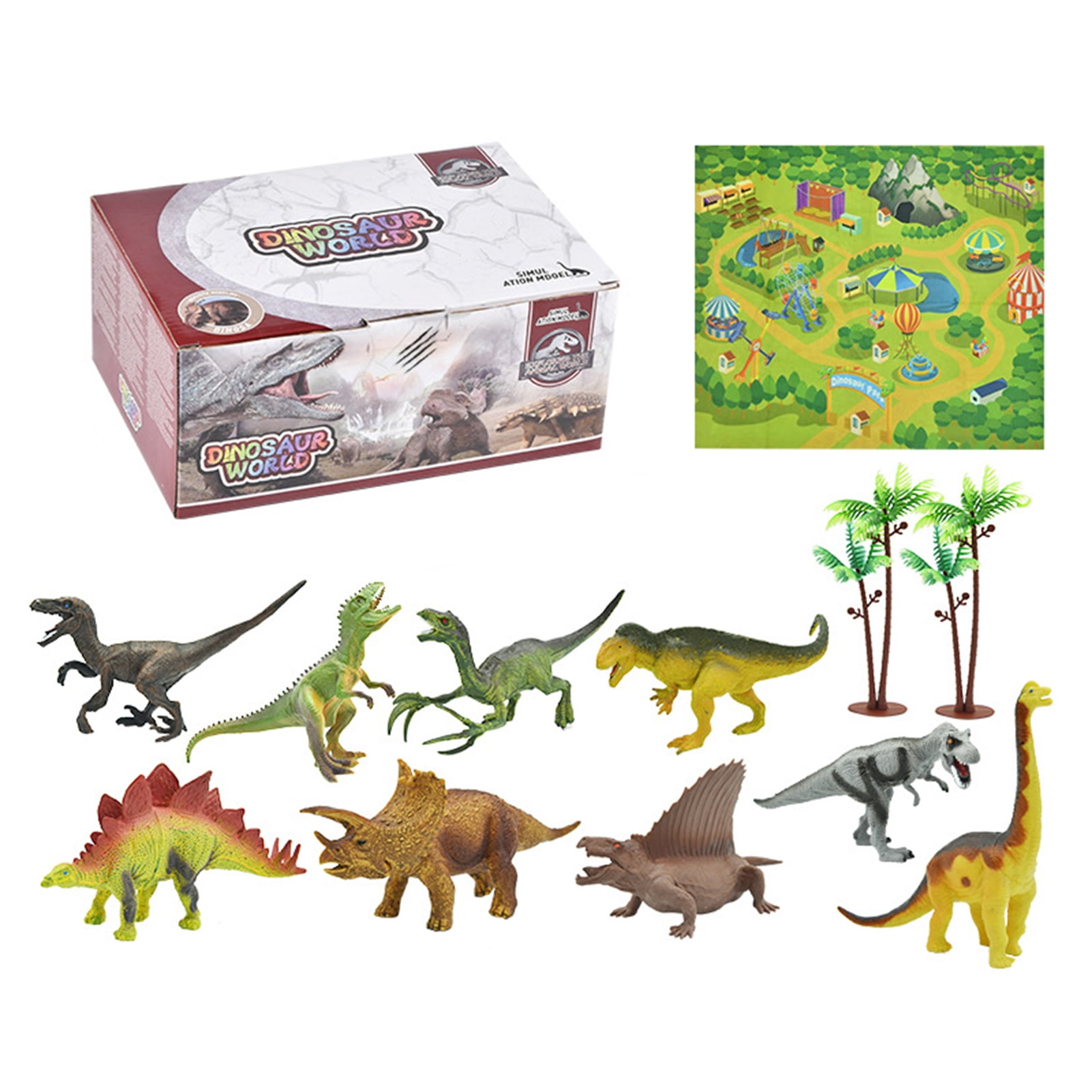 Details about   Dinosaur Toys For Kids boys Figures Realistic Model Sets Play Mat Trees and Map 