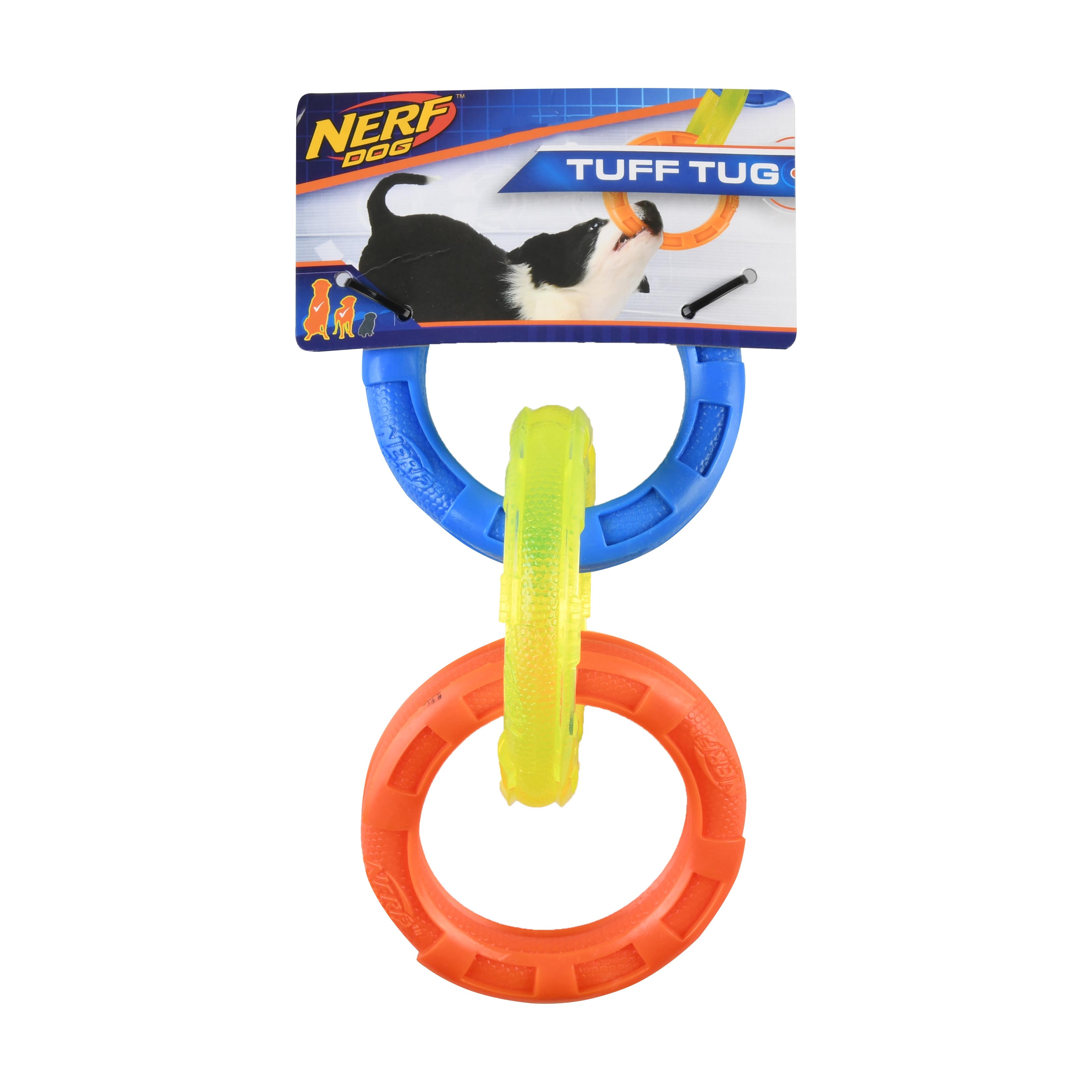 Nerf Dog TPR 3Ring Tuff Tug Dog Toy for Medium/Large Dogs, 10.5