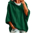 thumbnail image 3 of Women's Relaxed Fit Hoodie Sweatshirts, Oversized Drawstring Hood 3/4 Sleeve Loose Solid Color Basic Tops for Daily Outfit Match, 3 of 7