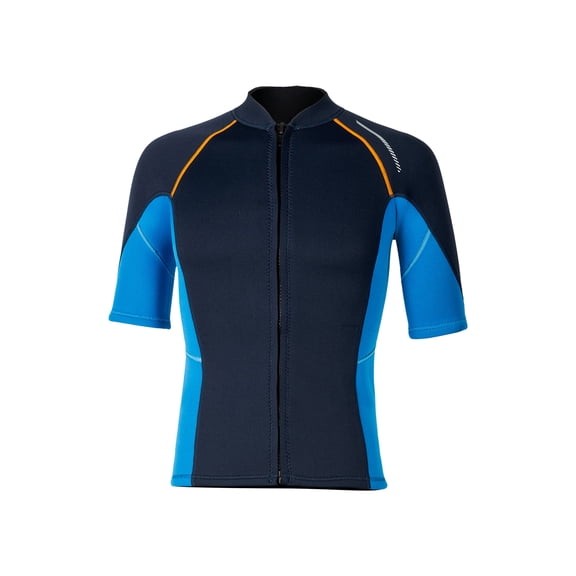 inhzoy Men 1.5mm Neoprene Diving Surfing Swim Tops Wetsuit Short Sleeve Shirt Summer Beachwear Bathing Suit Navy Blue 3XL