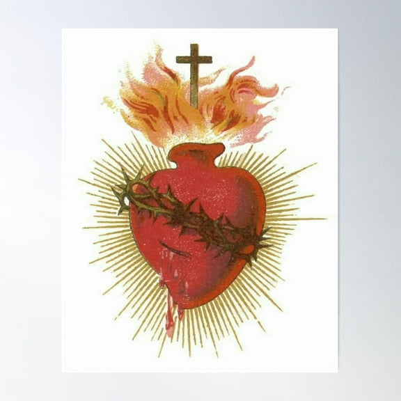 Sacred Heart Of Jesus Poster Wall Art, Modern Wall Decor For Living Room Bedroom, 8x12 UNFRAMED