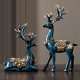thumbnail image 3 of Miumaeov A Pair Deer Statue Decor Resin Figurines Sculptures Center Table Living Room Decor Art Blue, 3 of 14