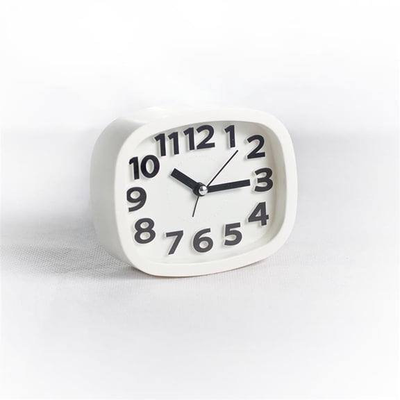 DESIGNICE Alarm Clock Plastic Battery Powered Kids Alarm Clock for Bedroom Silent Non-Ticking Small Analog Clock White