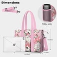 thumbnail image 5 of Teacher Tote Bag,Pioneer Flower Floral Print Pattern Teacher Utility Tote Bag,Large Work Tote Bags for Women with Multiple Pockets,Top Zipper Closure,13.8x10.6x6.7 Inch, 5 of 5