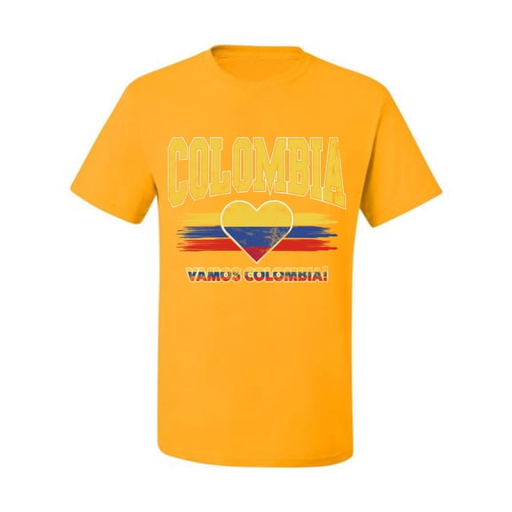 Wild Bobby Colombia Flag Heart Vamos Colombia Graphic | Women's Novelty T-Shirt | Soccer Football Fan Game Day Gift for Her Unisex Men Tee