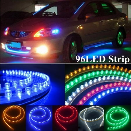 Waterproof 96cm 96 Led Strip Motorcycle Car Lights Flexible Grill Waterproof 96cm 96 Led Strip Motorcycle Car Lights Flexible Grill Light Dc12v Color Blue Yellow Red White Green
