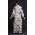 thumbnail image 2 of Bimba Robe Maxi à Manches Longues pour Femmes en Georgette Mousse à Imprimé Floral et d'Oiseaux, Taille Élastique - Très Petit, 2 of 5