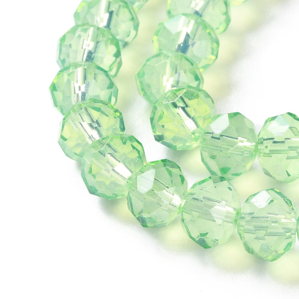 20Strand Baking Painted Transparent Glass Beads Strands Imitation Opalite Faceted Round Light Green 8x6mm Hole: 1.6mm 65pcs/strand 15.94''(40.5cm)
