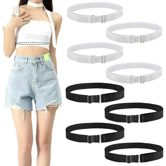 DIY 8 Pcs 2 Colors Crop Adjustable Bands Polyester Shirt Stay Belts Stretchy Crop Belts Tool for Tucking T-Shirt Shirts Tops DIY Clothes White Black DIY