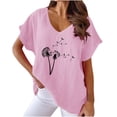 thumbnail image 1 of Pompotops Women V-neck Print T-shirts Fashion Comfortable Female Blouses Tops, 1 of 7