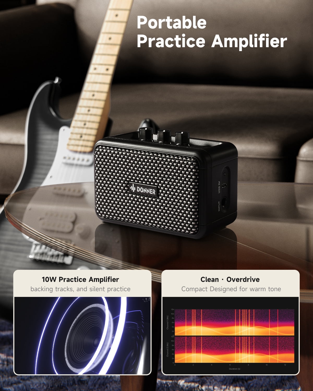 Donner DST-95 Electric Guitar Kit with Amp, Full Size HSS Pick up for Starter Set, Bag, Capo, Strap, String, Tuner, Cable, Picks, Black