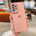thumbnail image 3 of Compatible with Samsung Galaxy A53 5g 6.5” Phone Case Luxury Electroplated Cute Side Love Hearts Pattren Cover for Women Camera Lens Protection Soft Silicone Shockproof Bumper (Pink), 3 of 11