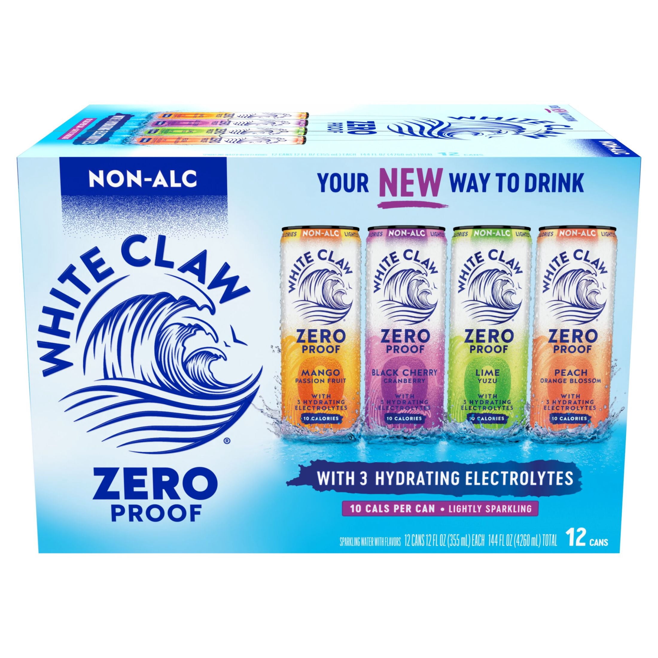 White Claw Zero Proof Variety Pack, 12 Pack, 12 fl oz Cans
