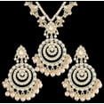 thumbnail image 7 of South Indian Bollywood Gold Plated Kundan White Stone Guttapusalu Pearl Bridal Long Necklace with Drop Earrings Jewelry Set, 7 of 7