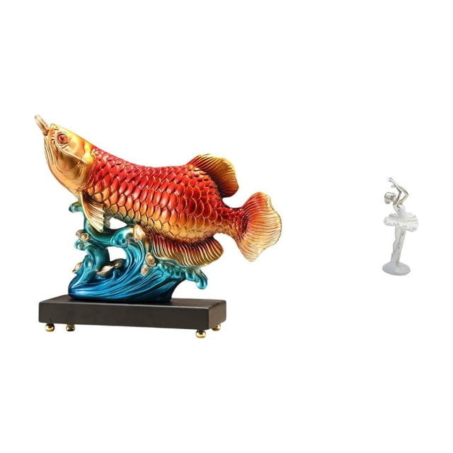 Estatua de pez,Estatua de pez arowana,decoración Feng Shui para estante o escritorio,Figura de escritorio,Estatua de bailarina de ballet,adorno de escritorio para decoración del hogar,Estatua