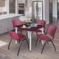 thumbnail image 2 of Regency Kahlo 30 in. Square Breakroom Table- Mahogany Top, Chrome Base & 4 M Stack Chairs- Burgundy, 2 of 8