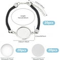thumbnail image 2 of 20 Sets Cabochon Bracelet 17cm Bezel Bracelet Tray Settings Alloy Bracelet Blanks with Black Leather Chain and Round Glass Cabochons, 2 of 7