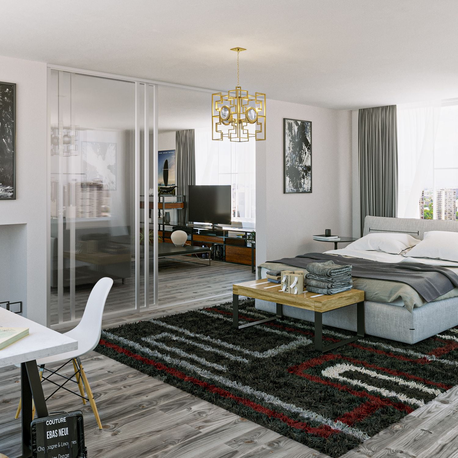 Clear Sliding Glass Room Dividers 3 Panels by Doors22