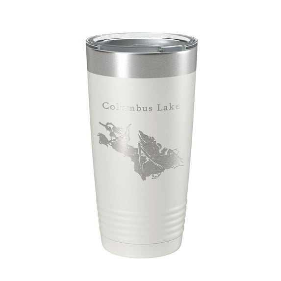 Columbus Lake Map Tumbler Travel Mug Insulated Laser Engraved Coffee Cup Mississippi 20 oz White