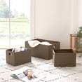 thumbnail image 3 of BAUM Set of Three Linnen Look Covered Cardboard Rect Storage Bins - Taupe, 3 of 4