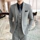 thumbnail image 2 of Trajes para hombre (Blazer + chaleco + pantalones), moda de negocios para hombre, versión coreana, ropa profesional de boda ajustada, vestido de caballero 5XL, 2 of 5