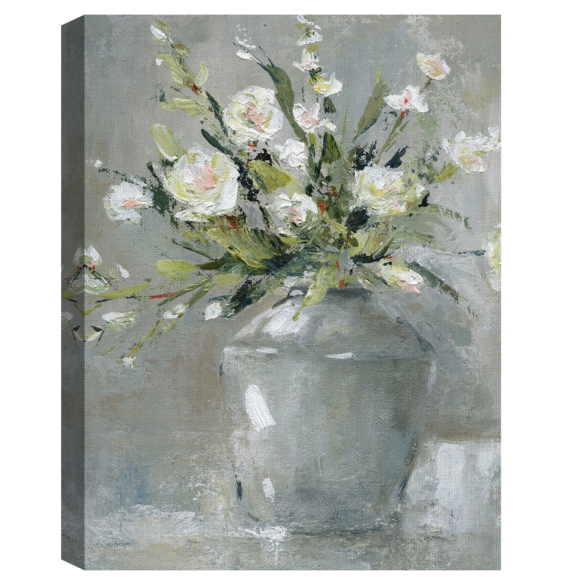 Fine Art Canvas Country Bouquet II White Flowers in Vase by Carol Robinson Canvas Art Print