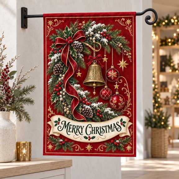 Christmas Garden Flag Merry Christmas Double-Sided Polyester Yard Decor for Holiday Outdoor Display