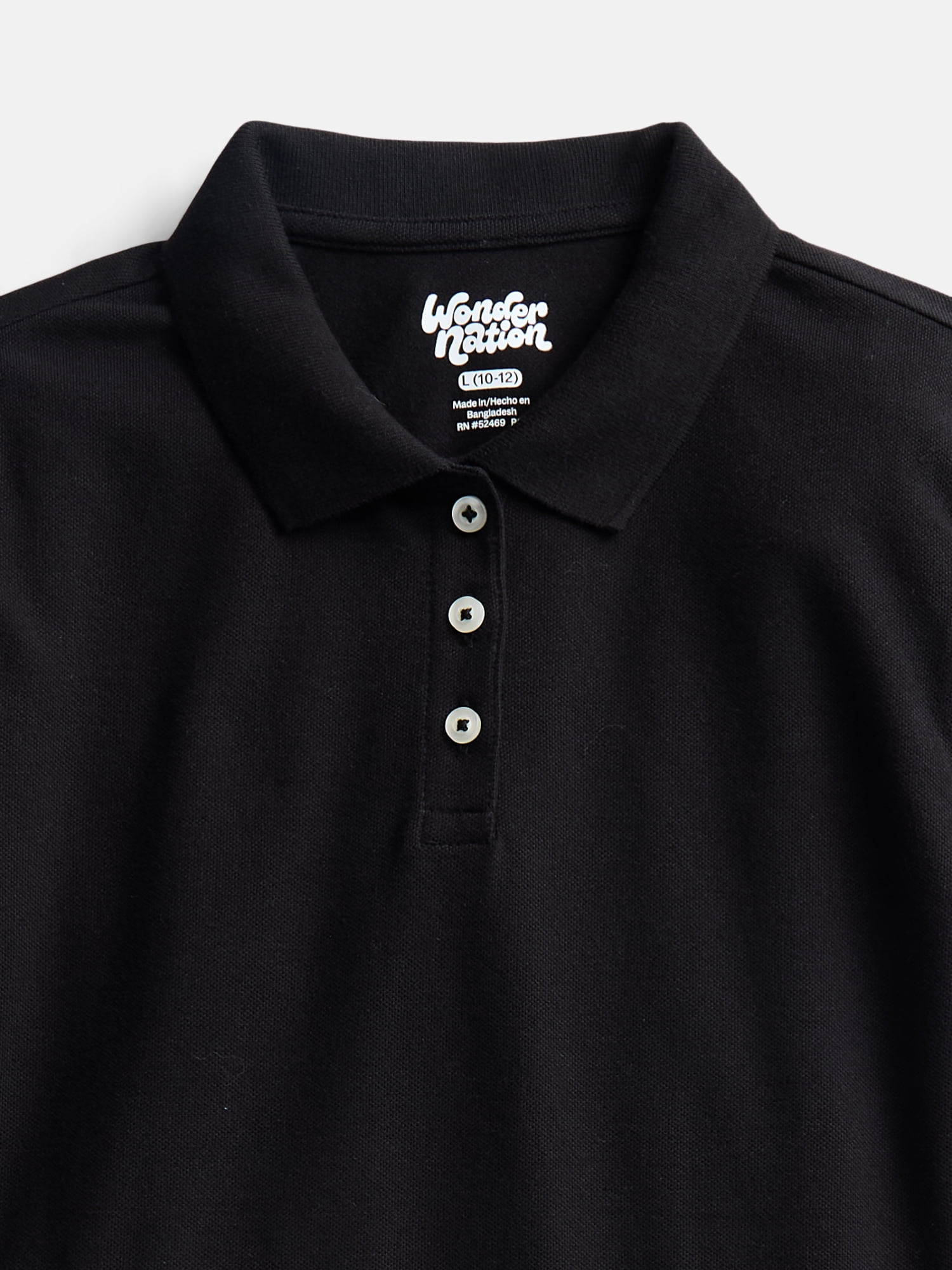 Wonder Nation Girls School Uniform Pique Polo Shirt with Short Sleeves, Size 4-18