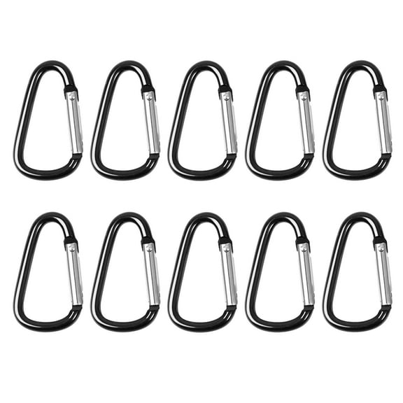 Aluminum Alloy Portable Carabiner Hook Lock Black 10 Pcs for Camping Hiking