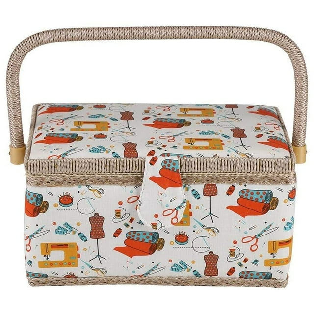 Panier à Couture en Tissu Boîte de Rangement pour Divers Articles Ménagers avec Poignée