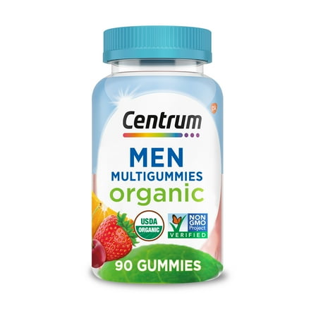 Centrum Men's Organic Multigummies, Men's Multivitamin Gummies, Organic Multivitamin for Immune Support, Energy, and Muscle Function - 90 Ct