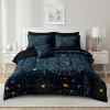 Sun and Moon Bed in a Bag Navy Blue Psychedelic Celestial Bedding Comforter Set King Size,Interplanetary Bedding Galaxy Comforter Set,Gothic Mystic Witchy Bedding for Room Decor