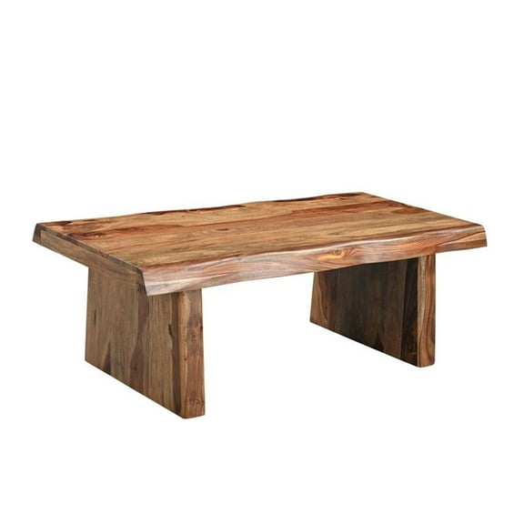 Taran Designs Darcy Live Edge Solid Wood Coffee Table in Brown