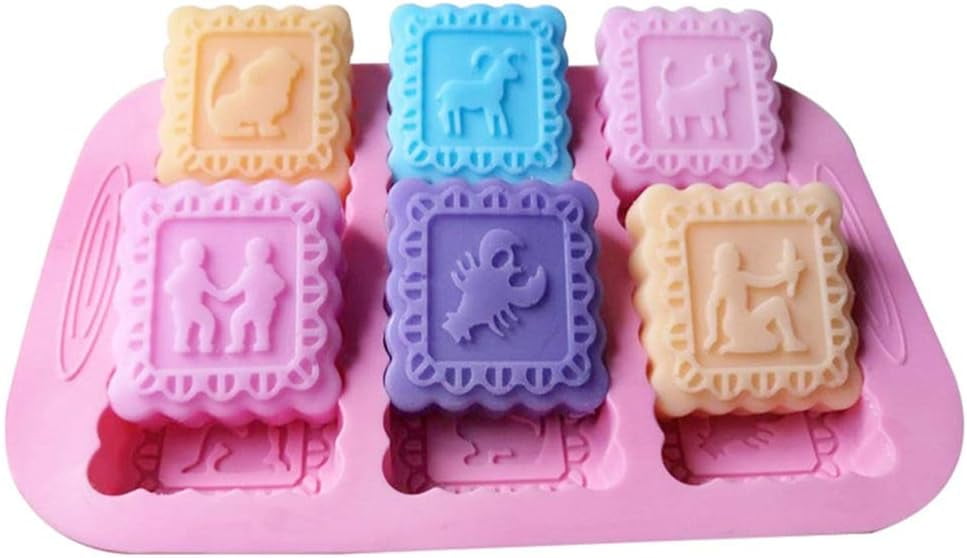 ABPETE Silicone Molds, 12 Zodiac Shape Craft Art Silicone Soap Molds, 12 Constellations soap molds, 2 Pack 12 Cavities Craft Molds, Best DIY Handmade Soap Molds for Gifts - Soap Making Supplies