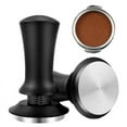 thumbnail image 2 of 51mm 53mm 58mm Espresso Coffee Tamper Stainless Steel Flat/Thread Base Internal Spring Design Balanced Fixed Force Coffee Tamper (Black Flat Base,53mm), 2 of 7