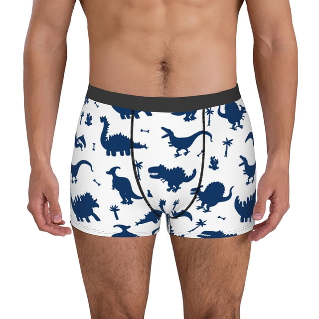 Balery Cute Cartoon Dinosaurs Calzoncillos bóxer para hombre, ropa interior de algodón suave y transpirable con cinturilla de nailon-Medium