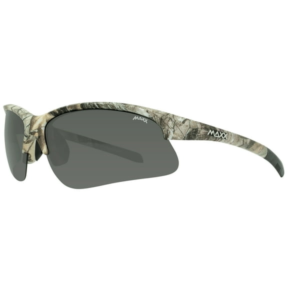 Maxx Domain Smoke Polarized Lenses Leaf Camo Print Frame Sports Sunglasses