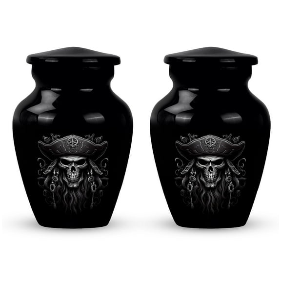 Small Skull Pirates Tshirt Urn For Human Adult - Urns For Human Ashes Adult Male Dad - Keepsake Urns For Ashes Small - Small Cremation Urns - Keepsake Urns For Ashes Small(Size - 3Inch, 2Pcs)