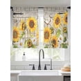 thumbnail image 2 of Farm Flowers Sheer Curtains 54 Inch Length 2 Panels Set Window Treatments, Retro Sunflowers Barn Doors Butterfly Wood Board Rod Pocket Semi Curtains for Living Room/Bedroom/Kitchen, 104"W x 54"L, 2 of 7