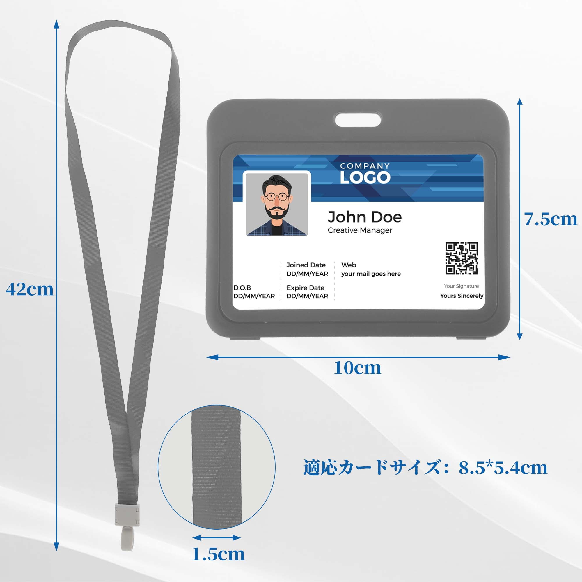 Unique Bargains Lanyards for ID Badges Leather Clear Card Holder with Lanyard Gray