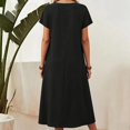 thumbnail image 5 of Avolia Plus Size Women Short Sleeve Dress with Pockets Pleats Round Neck Lightweight Casual Wear Black L, 5 of 7